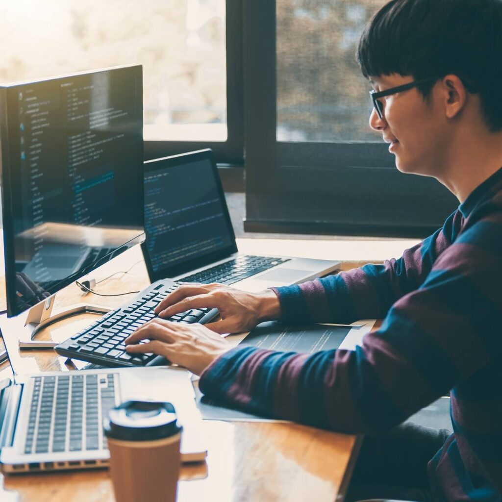 person working on computer
